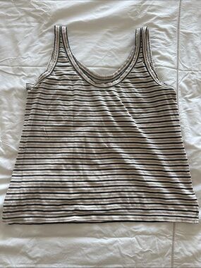 MM Lafleur Beige and Black Striped Tank